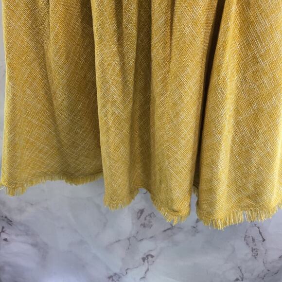 Anthropologie Skirt Womens 8 Medium Yellow Tweed Fringe Tapestry Maeve Circle - Picture 7 of 13